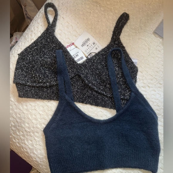 Zara Tops - Zara Women's Knit Crop Top Set - Black and Blue